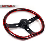 W-Power 18" 457mm 5-Bolt D-Shape Acrylic Steering Wheel - Red Transparent Twisted Grip / Black Spoke
