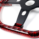 W-Power 18" 457mm 5-Bolt D-Shape Acrylic Steering Wheel - Red Transparent Twisted Grip / Black Spoke