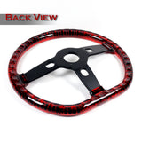 W-Power 18" 457mm 5-Bolt D-Shape Acrylic Steering Wheel - Red Transparent Twisted Grip / Black Spoke