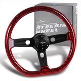 W-Power 18" 457mm 5-Bolt D-Shape Acrylic Steering Wheel - Red Transparent Twisted Grip / Black Spoke