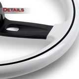 W-Power 18" 457mm 5-Bolt D-Shape Steering Wheel with Aluminum 3-Spoke Center - White Wood Grip / Black Spoke