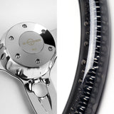 W-Power 18" 457mm 5-Bolt D-Shape Acrylic Steering Wheel - Smoke Transparent Twisted Grip / Chrome Spoke