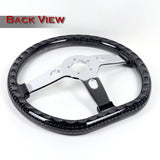 W-Power 18" 457mm 5-Bolt D-Shape Acrylic Steering Wheel - Smoke Transparent Twisted Grip / Chrome Spoke