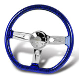 W-Power 18" 457mm 5-Bolt D-Shape Acrylic Steering Wheel - Blue Transparent Twisted Grip / Chrome Spoke