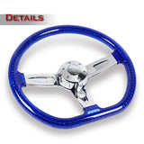 W-Power 18" 457mm 5-Bolt D-Shape Acrylic Steering Wheel - Blue Transparent Twisted Grip / Chrome Spoke