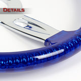 W-Power 18" 457mm 5-Bolt D-Shape Acrylic Steering Wheel - Blue Transparent Twisted Grip / Chrome Spoke