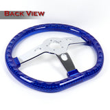 W-Power 18" 457mm 5-Bolt D-Shape Acrylic Steering Wheel - Blue Transparent Twisted Grip / Chrome Spoke