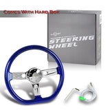W-Power 18" 457mm 5-Bolt D-Shape Acrylic Steering Wheel - Blue Transparent Twisted Grip / Chrome Spoke