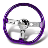 W-Power 18" 457mm 5-Bolt D-Shape Acrylic Steering Wheel - Purple Transparent Twisted Grip / Chrome Spoke