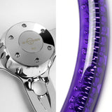 W-Power 18" 457mm 5-Bolt D-Shape Acrylic Steering Wheel - Purple Transparent Twisted Grip / Chrome Spoke