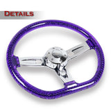 W-Power 18" 457mm 5-Bolt D-Shape Acrylic Steering Wheel - Purple Transparent Twisted Grip / Chrome Spoke