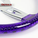 W-Power 18" 457mm 5-Bolt D-Shape Acrylic Steering Wheel - Purple Transparent Twisted Grip / Chrome Spoke