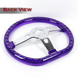 W-Power 18" 457mm 5-Bolt D-Shape Acrylic Steering Wheel - Purple Transparent Twisted Grip / Chrome Spoke