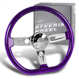 W-Power 18" 457mm 5-Bolt D-Shape Acrylic Steering Wheel - Purple Transparent Twisted Grip / Chrome Spoke