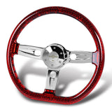 W-Power 18" 457mm 5-Bolt D-Shape Acrylic Steering Wheel - Red Transparent Twisted Grip / Chrome Spoke