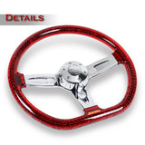 W-Power 18" 457mm 5-Bolt D-Shape Acrylic Steering Wheel - Red Transparent Twisted Grip / Chrome Spoke