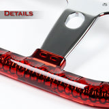W-Power 18" 457mm 5-Bolt D-Shape Acrylic Steering Wheel - Red Transparent Twisted Grip / Chrome Spoke