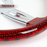 W-Power 18" 457mm 5-Bolt D-Shape Acrylic Steering Wheel - Red Transparent Twisted Grip / Chrome Spoke