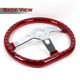 W-Power 18" 457mm 5-Bolt D-Shape Acrylic Steering Wheel - Red Transparent Twisted Grip / Chrome Spoke