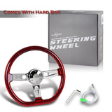 W-Power 18" 457mm 5-Bolt D-Shape Acrylic Steering Wheel - Red Transparent Twisted Grip / Chrome Spoke