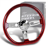 W-Power 18" 457mm 5-Bolt D-Shape Acrylic Steering Wheel - Red Transparent Twisted Grip / Chrome Spoke