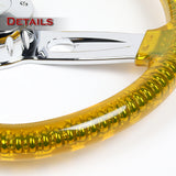 W-Power 18" 457mm 5-Bolt D-Shape Acrylic Steering Wheel - Yellow Transparent Twisted Grip / Chrome Spoke
