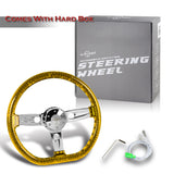 W-Power 18" 457mm 5-Bolt D-Shape Acrylic Steering Wheel - Yellow Transparent Twisted Grip / Chrome Spoke