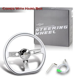 W-Power 18" 457mm 5-Bolt D-Shape Steering Wheel with Aluminum 3-Spoke Center - White Wood Grip / Chrome Spoke