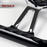 W-Power 14" 350mm 6-Bolt D-Shape Steering Wheel with Aluminum 3-Spoke Center - Black Wood Grip / Chrome Spoke