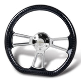 W-Power 14" 350mm 6-Bolt D-Shape Acrylic Steering Wheel - Smoke Transparent Twisted Grip / Chrome Spoke