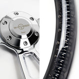 W-Power 14" 350mm 6-Bolt D-Shape Acrylic Steering Wheel - Smoke Transparent Twisted Grip / Chrome Spoke