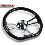 W-Power 14" 350mm 6-Bolt D-Shape Acrylic Steering Wheel - Smoke Transparent Twisted Grip / Chrome Spoke
