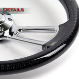 W-Power 14" 350mm 6-Bolt D-Shape Acrylic Steering Wheel - Smoke Transparent Twisted Grip / Chrome Spoke