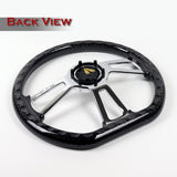 W-Power 14" 350mm 6-Bolt D-Shape Acrylic Steering Wheel - Smoke Transparent Twisted Grip / Chrome Spoke
