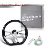 W-Power 14" 350mm 6-Bolt D-Shape Acrylic Steering Wheel - Smoke Transparent Twisted Grip / Chrome Spoke