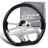 W-Power 14" 350mm 6-Bolt D-Shape Acrylic Steering Wheel - Smoke Transparent Twisted Grip / Chrome Spoke