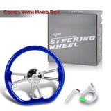 W-Power 14" 350mm 6-Bolt D-Shape Acrylic Steering Wheel - Blue Transparent Twisted Grip / Chrome Spoke