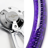 W-Power 14" 350mm 6-Bolt D-Shape Acrylic Steering Wheel - Purple Transparent Twisted Grip / Chrome Spoke