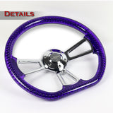 W-Power 14" 350mm 6-Bolt D-Shape Acrylic Steering Wheel - Purple Transparent Twisted Grip / Chrome Spoke