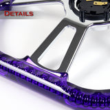 W-Power 14" 350mm 6-Bolt D-Shape Acrylic Steering Wheel - Purple Transparent Twisted Grip / Chrome Spoke