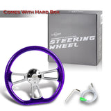W-Power 14" 350mm 6-Bolt D-Shape Acrylic Steering Wheel - Purple Transparent Twisted Grip / Chrome Spoke