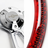 W-Power 14" 350mm 6-Bolt D-Shape Acrylic Steering Wheel - Red Transparent Twisted Grip / Chrome Spoke