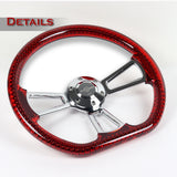 W-Power 14" 350mm 6-Bolt D-Shape Acrylic Steering Wheel - Red Transparent Twisted Grip / Chrome Spoke