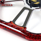 W-Power 14" 350mm 6-Bolt D-Shape Acrylic Steering Wheel - Red Transparent Twisted Grip / Chrome Spoke