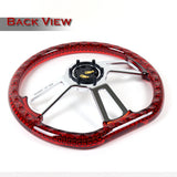 W-Power 14" 350mm 6-Bolt D-Shape Acrylic Steering Wheel - Red Transparent Twisted Grip / Chrome Spoke