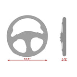 13.5" MOMO-Black Sport Steering Wheel – 3-Spoke Perforated Grip with Red Stitching