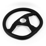 13.5 (350MM") MOMO-Black 3-Spoke Sport Leather Steering Wheel – 1.5" Deep