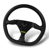 13.5 (350MM") MOMO-Black 3-Spoke Sport Leather Steering Wheel – 1.5" Deep