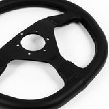 13.5 (350MM") MOMO-Black 3-Spoke Sport Leather Steering Wheel – 1.5" Deep
