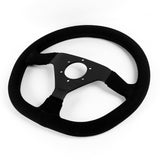 13.75 (350MM") MOMO-Black 3-Spoke Sport Suede Steering Wheel – 1.5" Deep